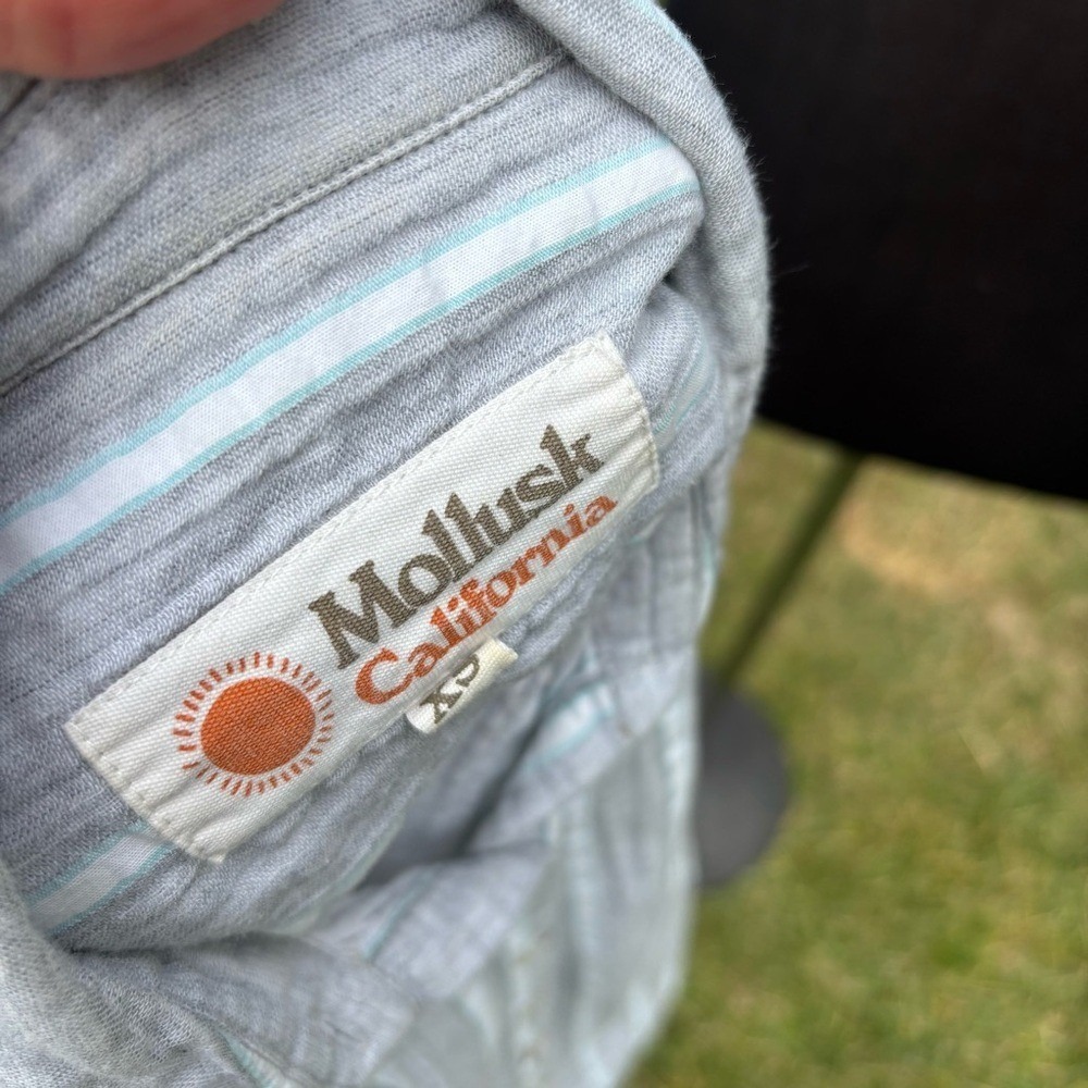 Mollusk California Bossa Shirt 100% Cotton Striped Button Shirt Size X Small - Picture 9 of 9